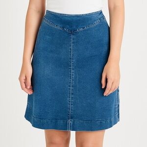 Vintage Ralph Lauren Stretch Denim Skirt Side Zip Size 14